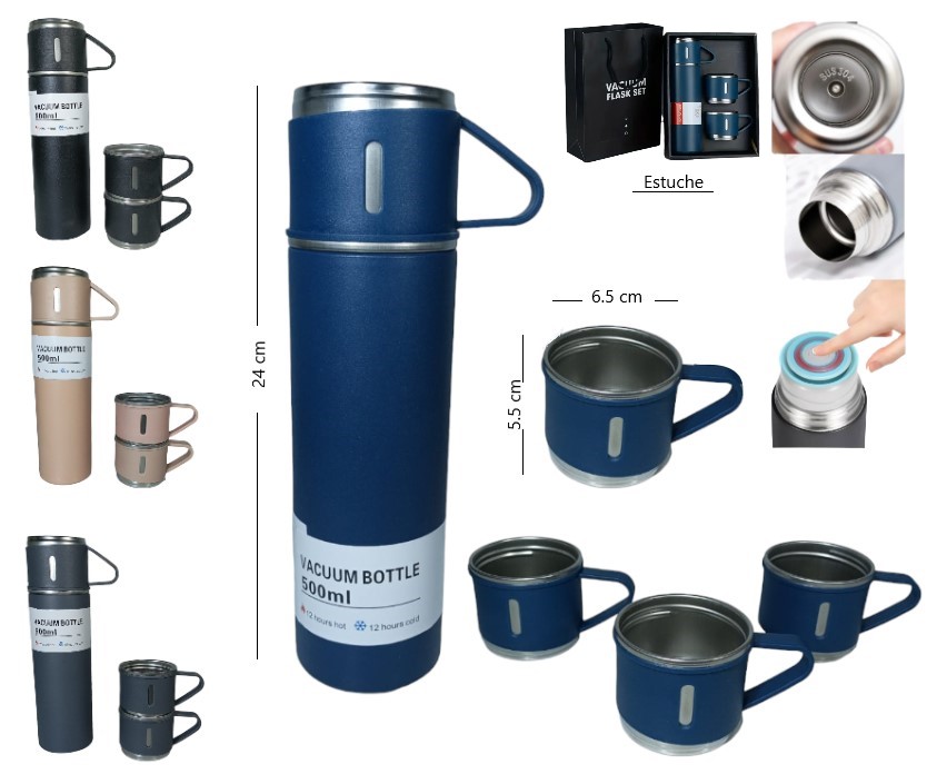 SET DE TERMO Y TAZAS PARA CAMPING 500ml